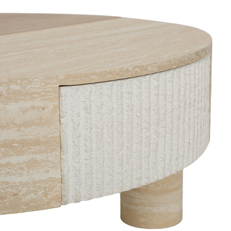 Table basse ronde avec plateau rabattable