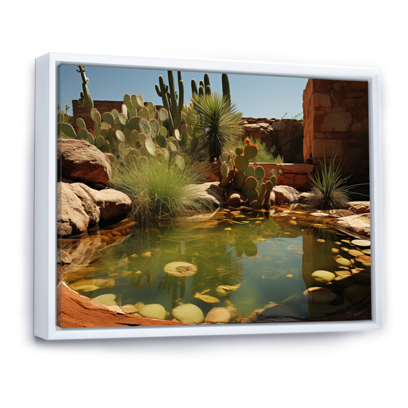 «Desert Oasis II», reproduction sur toile, H 12 po x l 20 po x P 1 po, Cadre flottant blanc