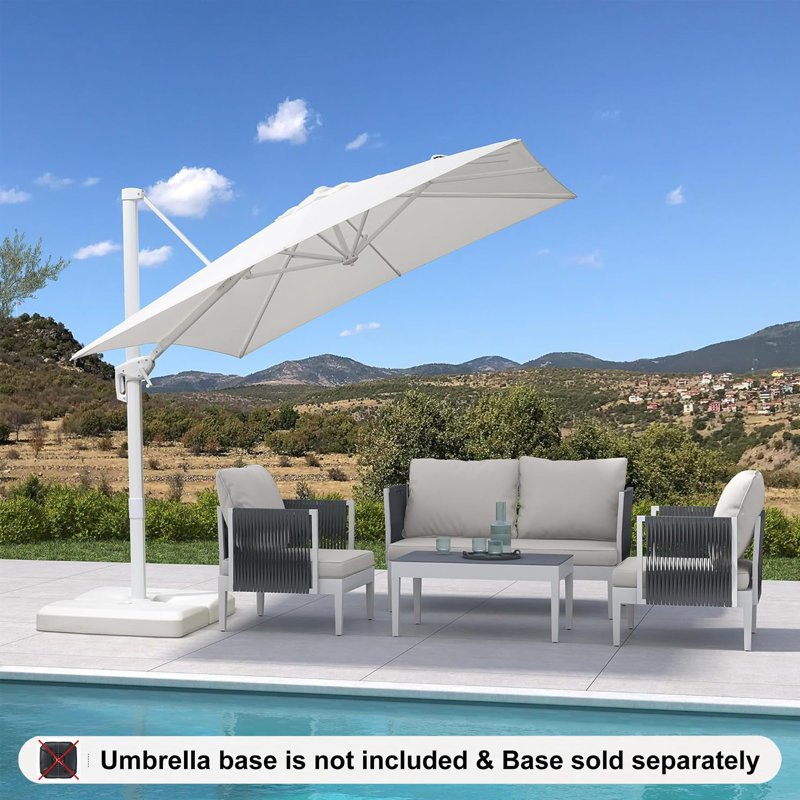 Parasol extérieur carré en porte-à-faux 108 po Robinetta, Blanc