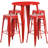 Colbert 30'' Round Metal Indoor-Outdoor Bar Table Set with 4 Square Seat Backless Stools-24678660-24678665