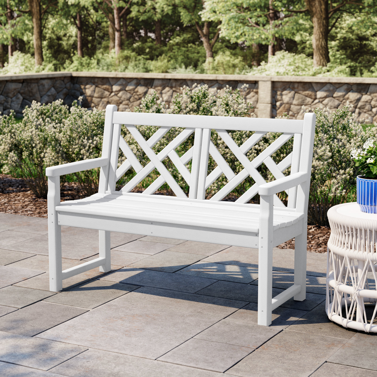 POLYWOOD® Chippendale 47" Garden Bench, White
