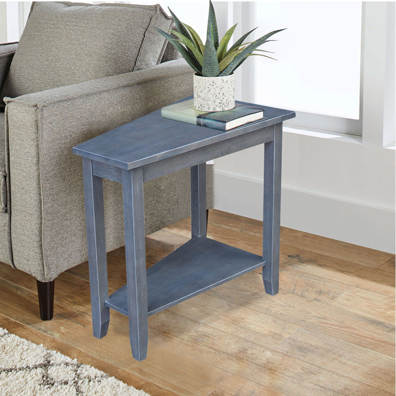Attar Solid Wood Wedge End Table, Heather Gray-Antique Washed