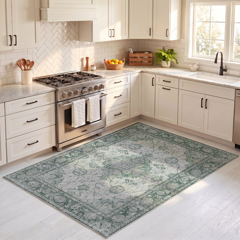 Abstract Machine Printed Area Rug, Faded Persian, 160 x 230 cm