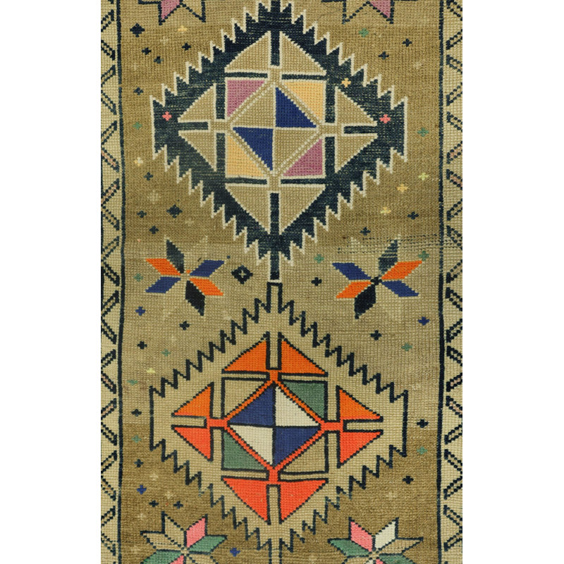 Vintage Turkish Village Rugs One-of-a-Kind Runner 3'6" X 12'3" Area Rug