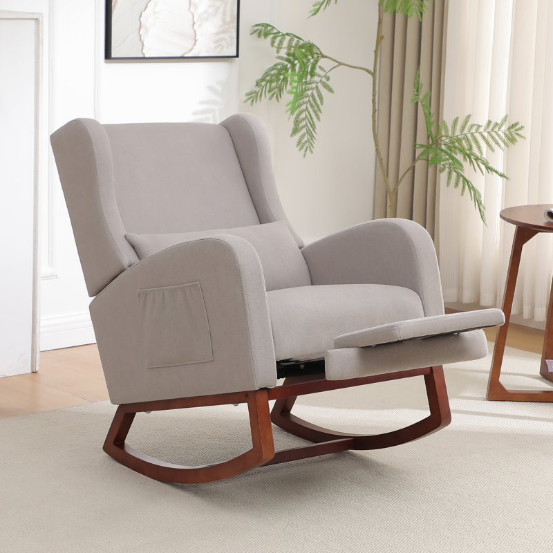 Rocking Chair, Linen Blend, Light Gray