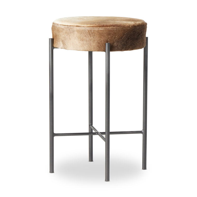 Tabouret de bar et de comptoir Eugenia, Tabouret de comptoir (siège d'une hauteur de 26 p, Peau mouchetée - brun