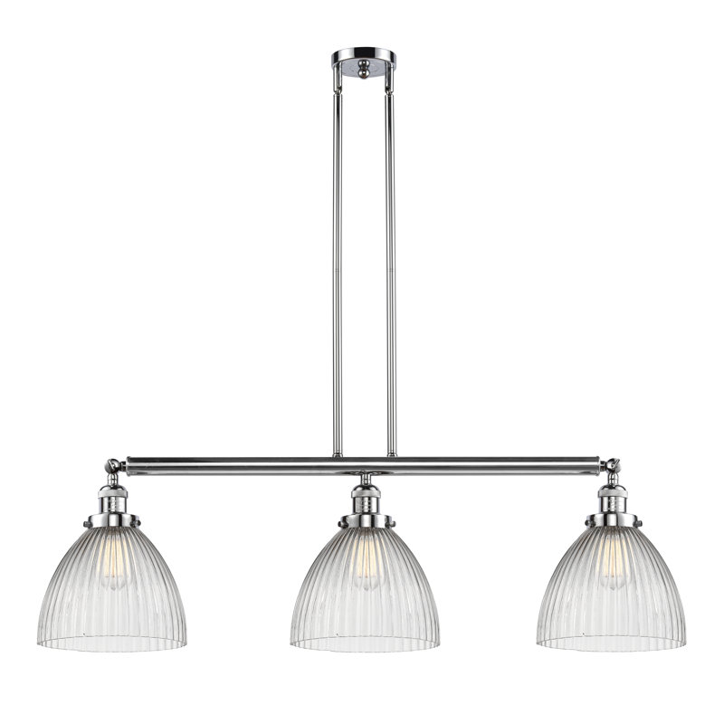 Luminaire suspendu linéaire à 3 lumières pour îlot de cuisine Tallulah, Ampoule incandescente rétro de 60 watts, Or satiné