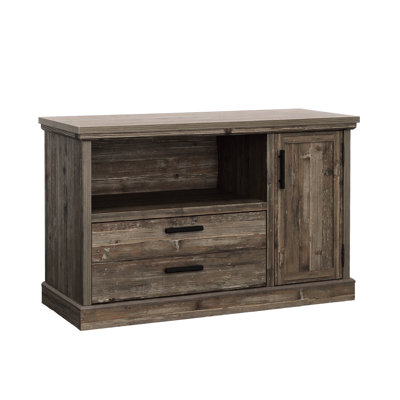 File Credenza With Adjustable Shelf, Brown Finish