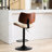 Adjustable Height Walnut Bar Stools, 360 Swivel, Black Leather Upholstered, Stable Base For Kitchen/Dining/Cafe, Beige Ergonomic & Upholstery, Height, Kitchen Island/Dining Room/Cafe, Mid Century