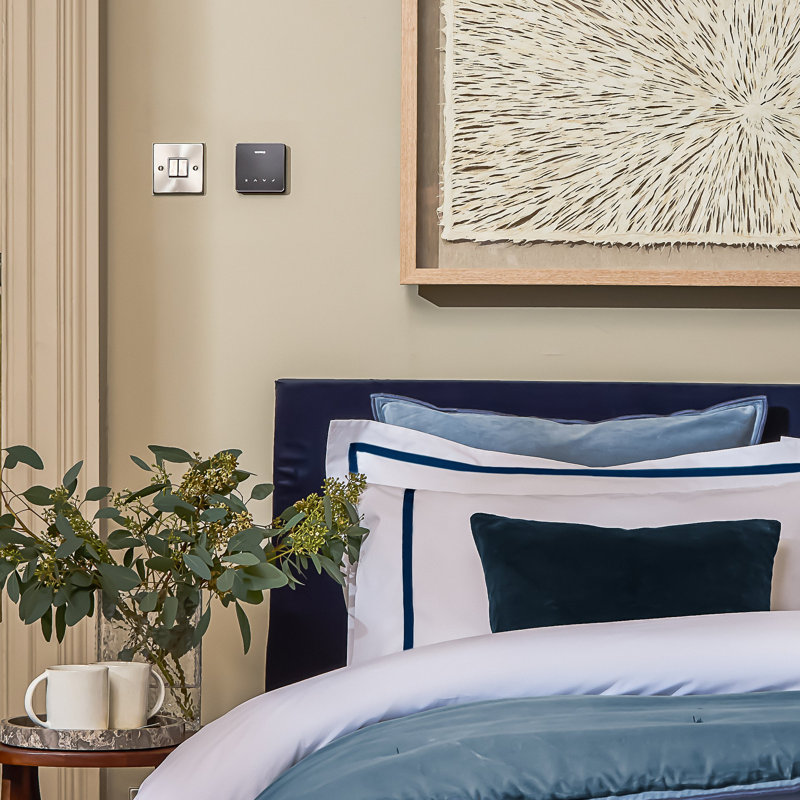 Beaumont Luxury Cotton Percale Pillowcase Pair, White/Navy, King Pillowcase