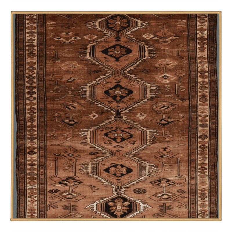 Tapis brun turc lavable à la machine, Carré 3 pi