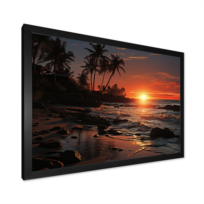 Beach Tropical Vibes XXXI - Imprimé, Cadre simple noir, H 24 po x l 32 po x P 1 po