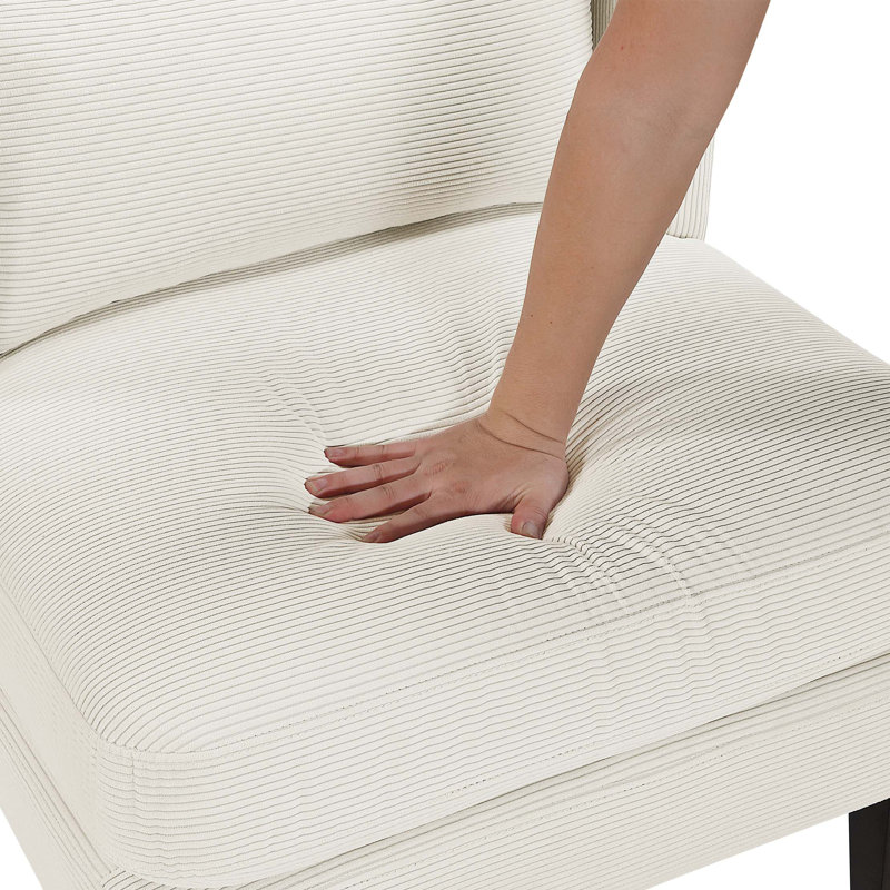 Meuble de salon moderne en velours côtelé avec coussin de chaise, Beige