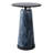 Round Side Table with Marble Top and Artistic Glass Base - Narrow End Table for Living Room or Bedroom - Modern Accent Furniture with Contemporary Swirl Pattern - Blue-1817726038