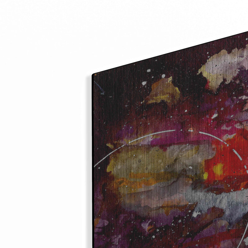 «Watercolor Nebula Burgundy» par Craig Snodgrass, art mural en métal, H 12 po x l 36 po