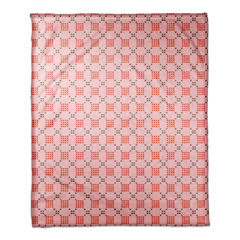  Jeté à point de croix imprimé, Rose