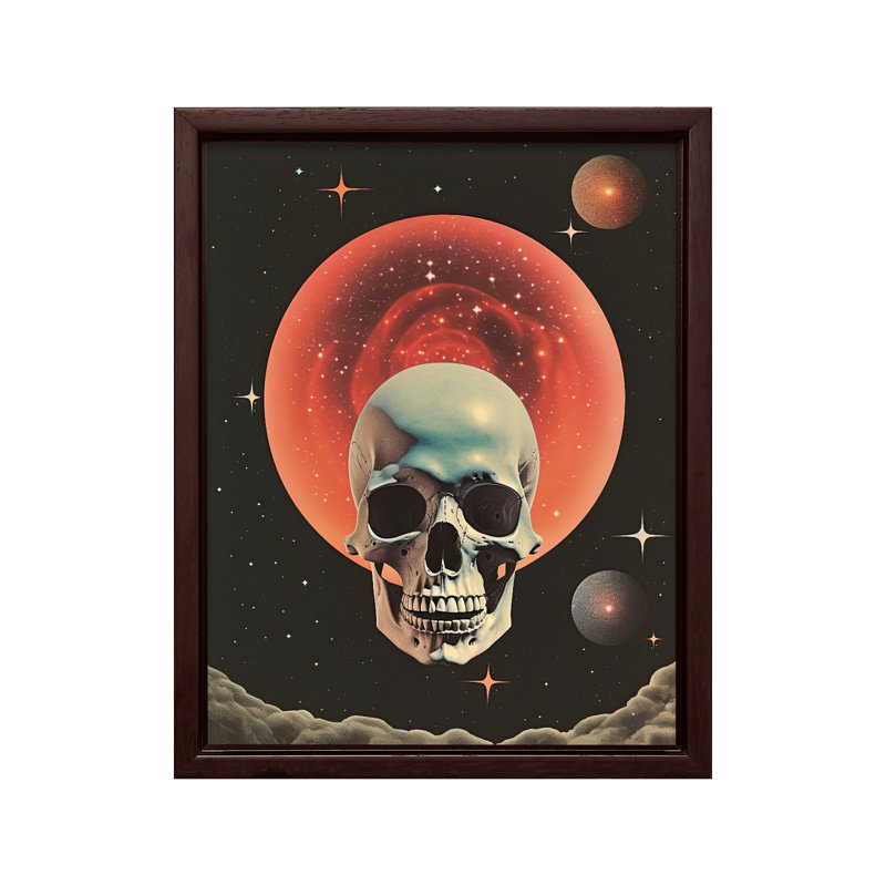 Crâne psychédélique, 18"H x 24"W, Canvas, Brown Framed