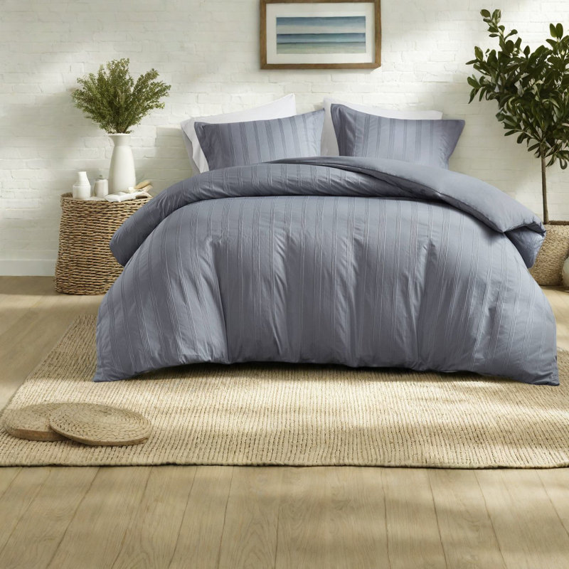 Ensemble de literie pour très grand lit 3 pièces de qualité supérieure, motif rayé en polyester tissé, confort moderne pour les chambres à coucher