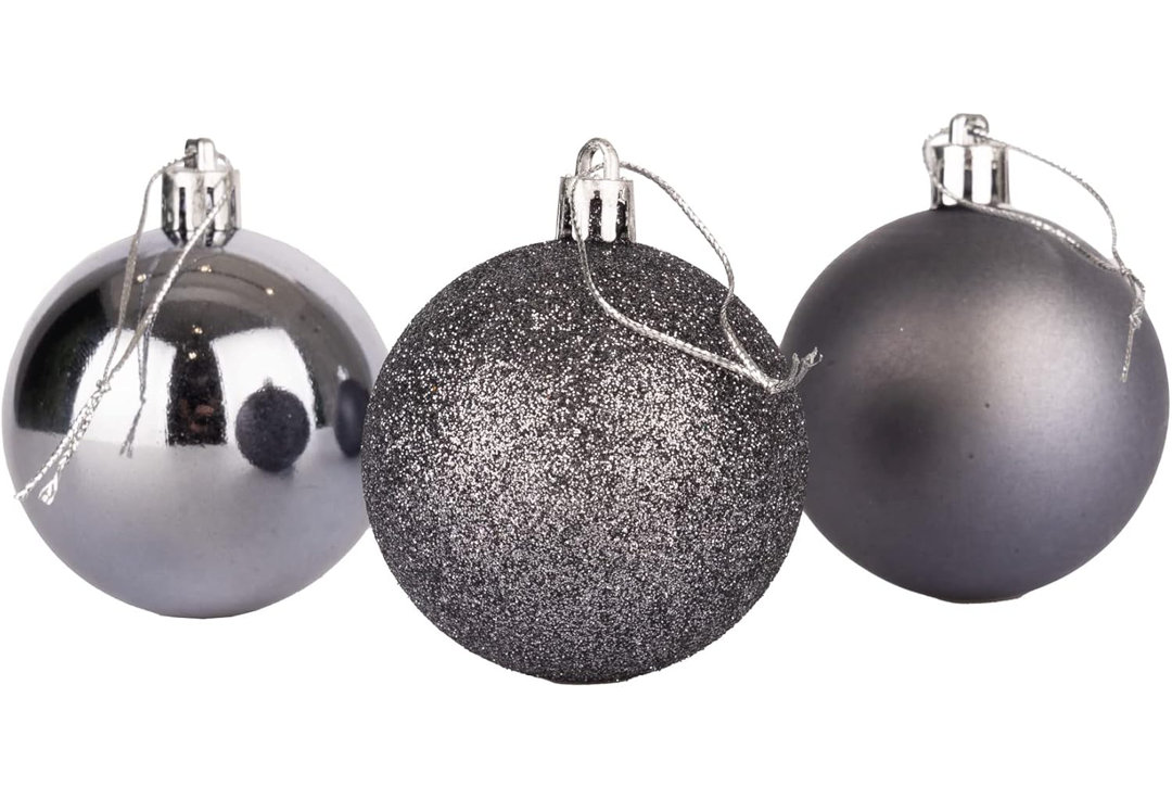 15cm/3Pcs Christmas Baubles Shatterproof Dark Grey,Tree Decorations