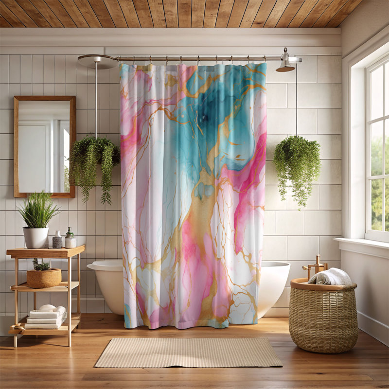 Rideau de douche standard en métal métallique 1 pièce, H 74 po x l 71 po