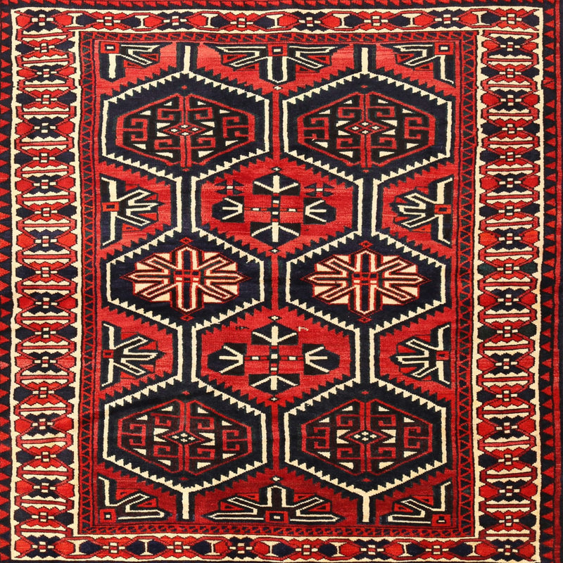Tapis rouge à motif sud-ouest, Carré 6 pi
