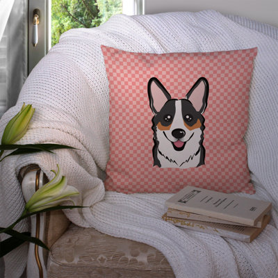 Coussin décoratif intérieur/extérieur corgi damier