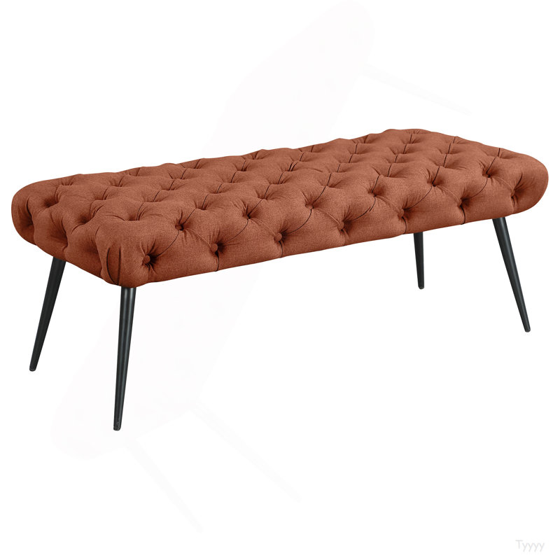 Galiano Rust Upholstered Tufted Bench, Black, Rust