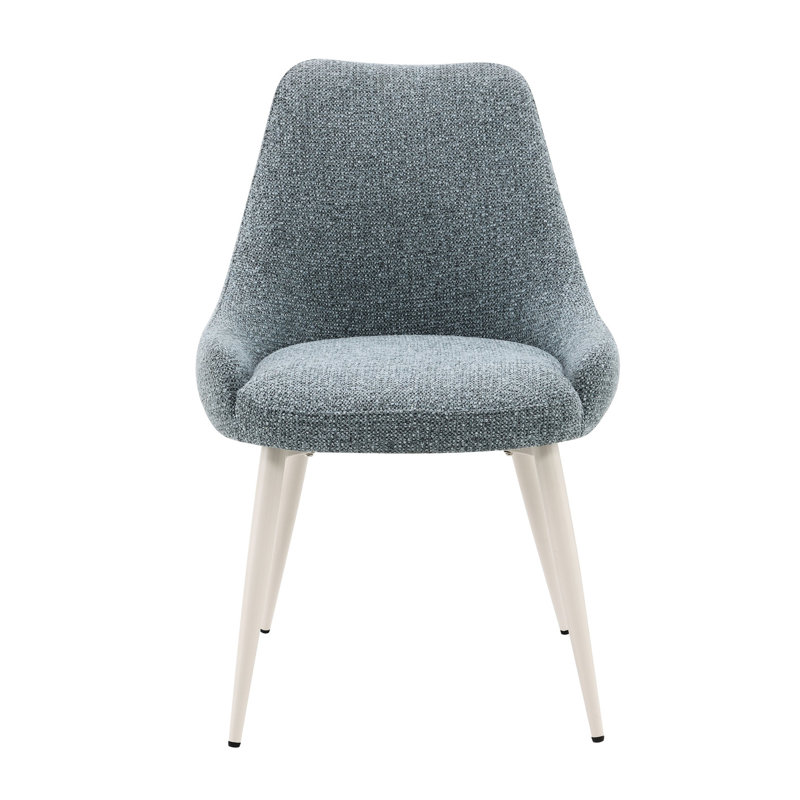 Chaise d'appoint bleue avec housse en tissu Boucle - Double piédestal blanc pour plus de stabilité Coussin de siège confortable