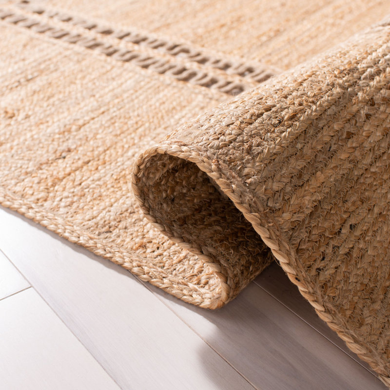 Tapis de couleur unie en jute tissé à la main Vance, Rectangulaire 3 pi x 5 pi