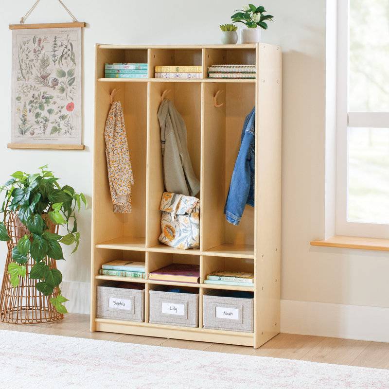 Casier 3 sections EdQ - Naturel, H 3-48 po x l 29 po x P 13 po, 3, Bois naturel