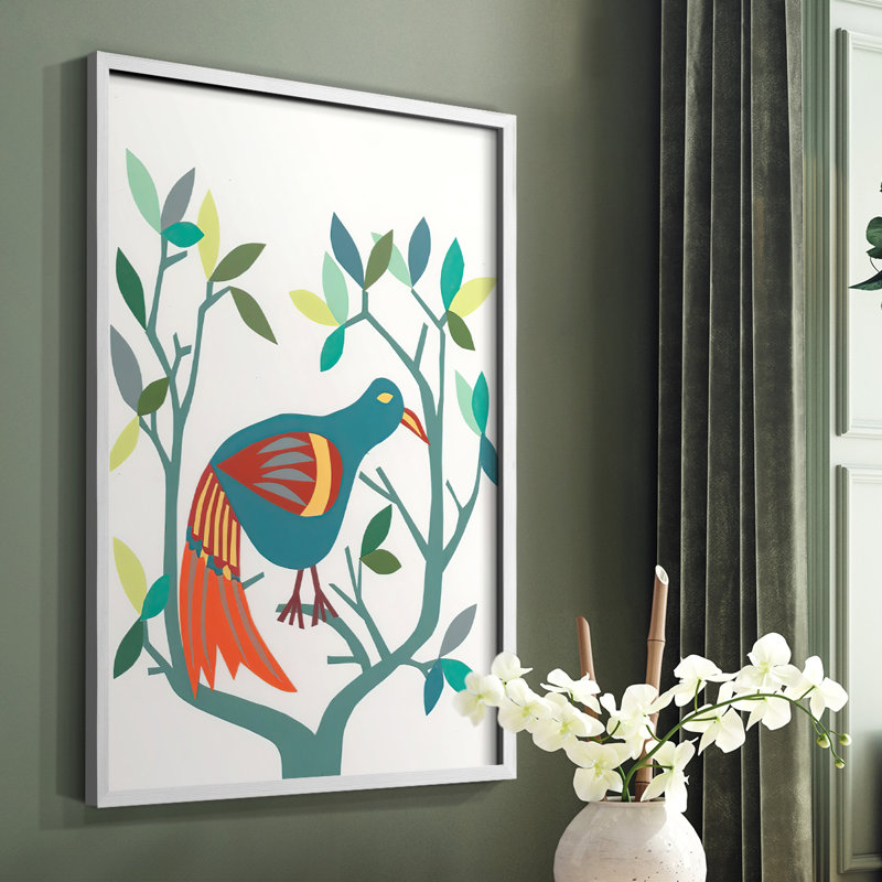«Whitty Bird II», reproduction encadrée - bois massif, Blanc, H 10 po x l 8 po