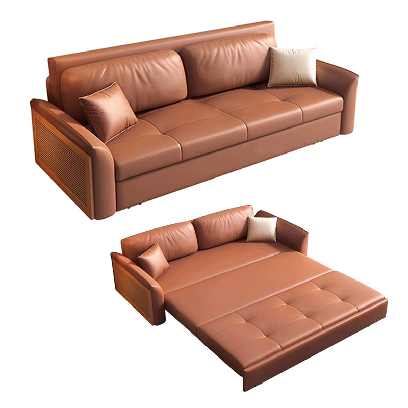Canapé-lit pliable en cuir de qualité supérieure nordique 2-en-1, 32.28" H x 70.87" W x 33.46" D