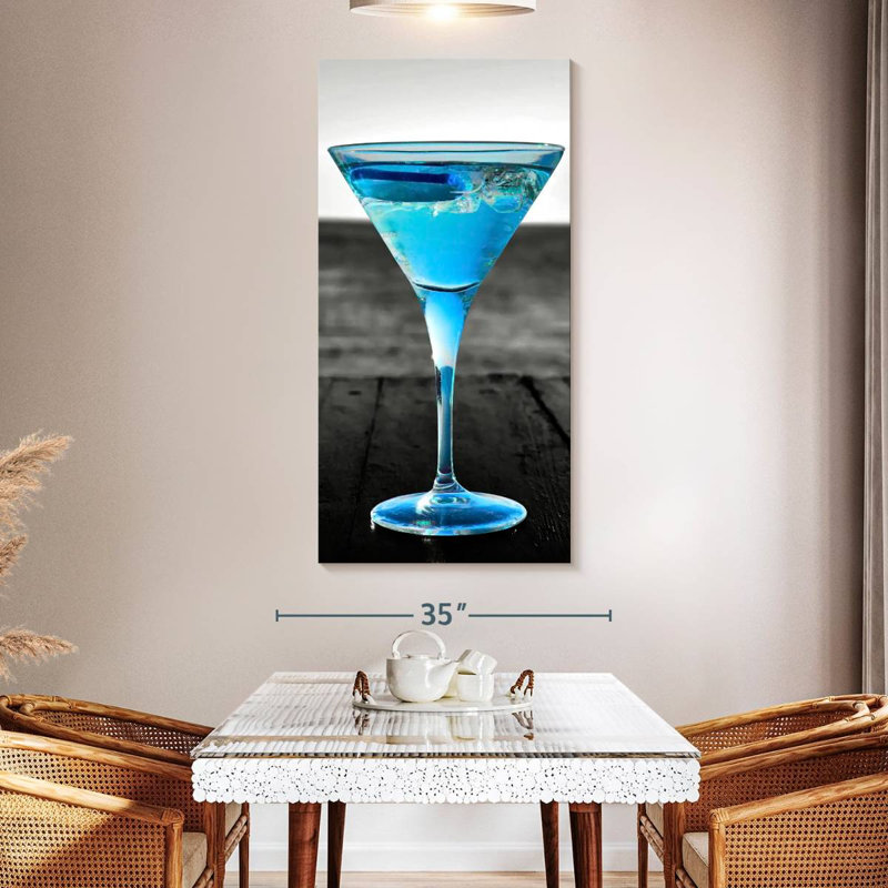 " Pop Blue Martini " by SodaPopArt, 54" H x 27" W x 1.25" D