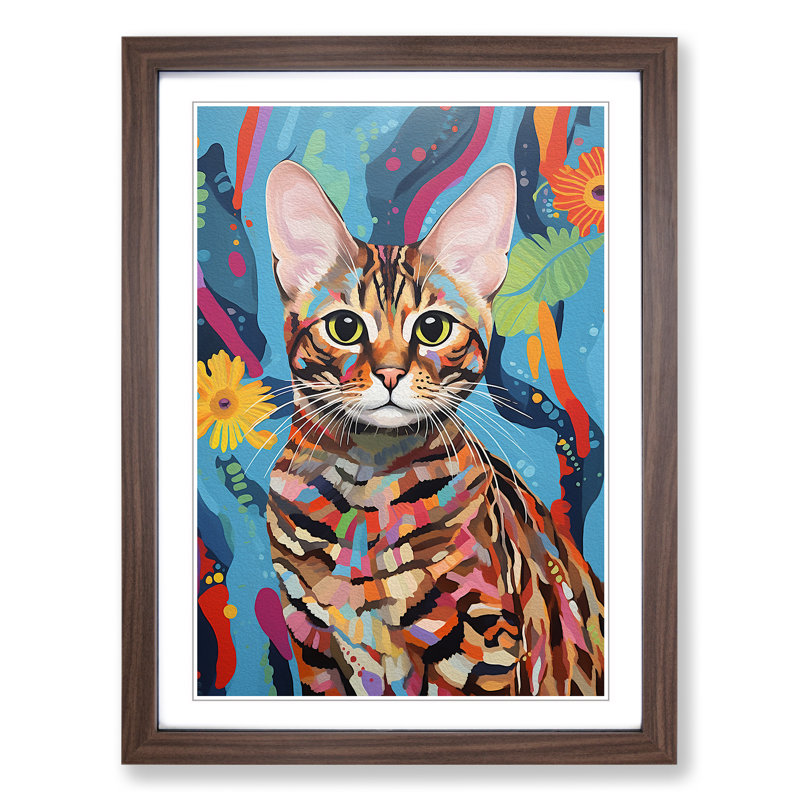 Bengal Cat Contemporary - Framed Print, Walnut Framed, 64cm H x 46cm W x 2cm D