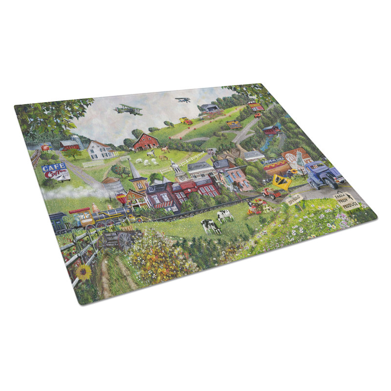 Caroline's Treasures Summer in Small Town USA Glass Cutting Board