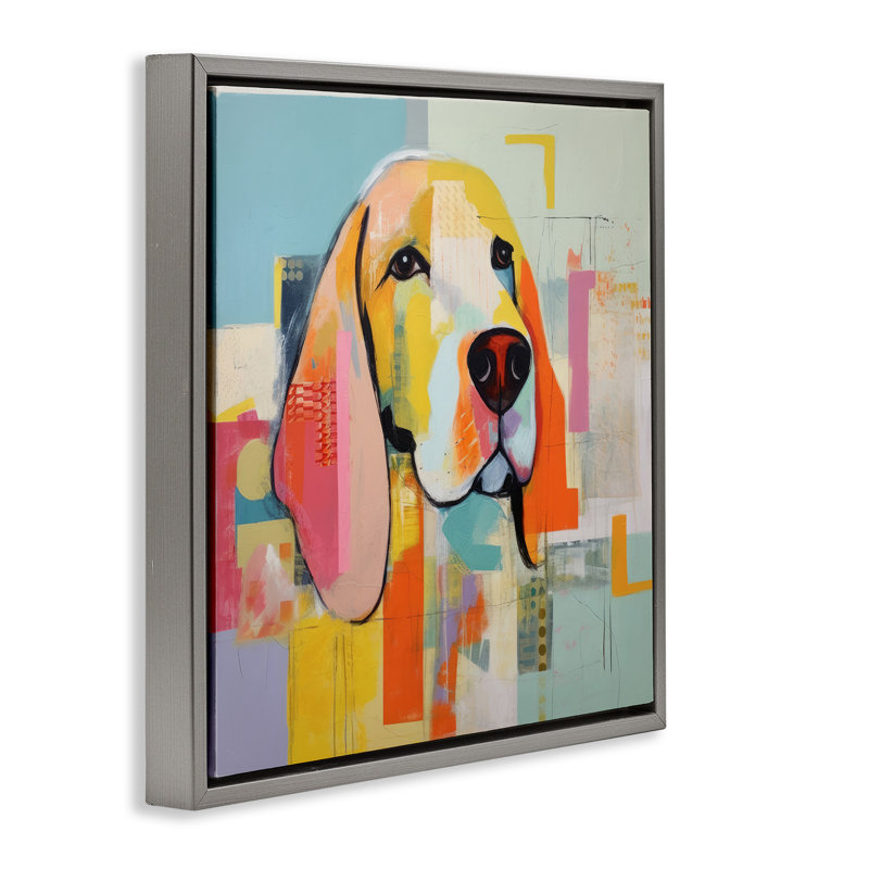 Abstract Dog Portrait, Luster Gray Floater Frame, 18" H x 18" W