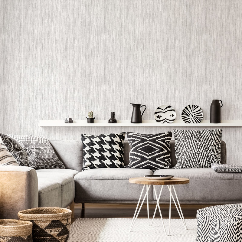 Kamren 10m x 53cm Matte Wallpaper Roll, Grey