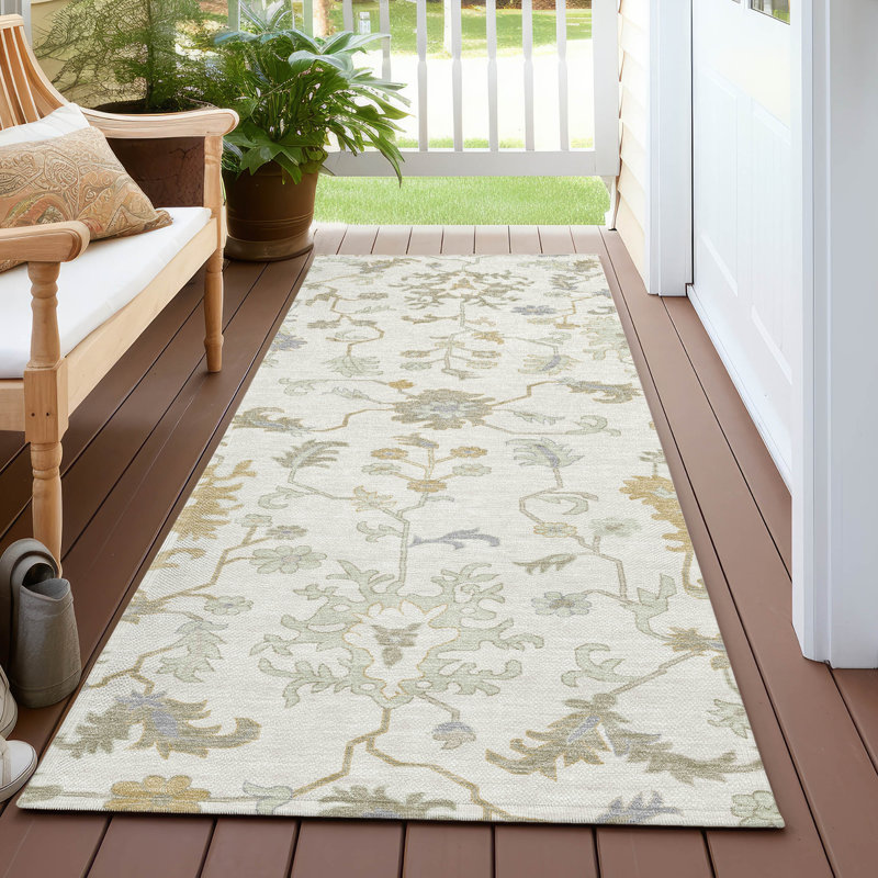 Tapis ivoire Xhevrie intérieur / extérieur lavable à la machine Xhevrie, Tapis de couloir 2 pi 3 po x 7 pi 6 po
