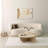 Modern Coffee Table, Travertine Color, 35.4 x 35.4 x 13.8 inches | 100% Melamine Coated Particle Board, Thickness: 0.7 inches | Stylish Solid Beige Design, Perfect for Living Room & Contemporary Spaces, Durable & Easy to Clean