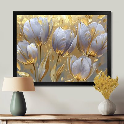 Watercolors Goldern Tulips Bouquet Of Summer Blooms III - Floral Wall Art