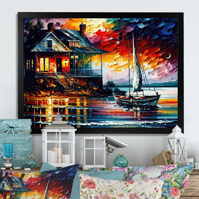 Colorful Beach House IV - Art mural sur toile plage / campagne
