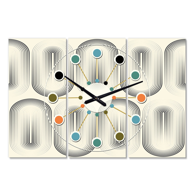 Horloge murale minimal incurvée rétro Mid-Century
