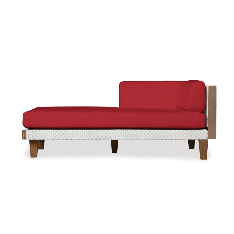 Catalina Outdoor Teak Chaise Lounge, White, Beach Navy