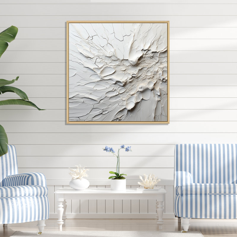 Peinture abstraite liquide crème et noire III - reproduction d'art sur toile abstraite, Cadre naturel flottant