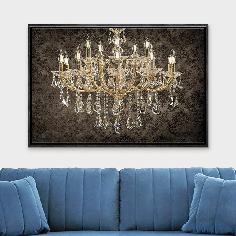 Impression sur toile sur toile de style lustre victorien de fantaisie noire élégante, H 16 po x l 24 po x P 1,5 po