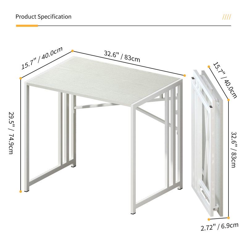 Metal Base Computer Desk, White/White