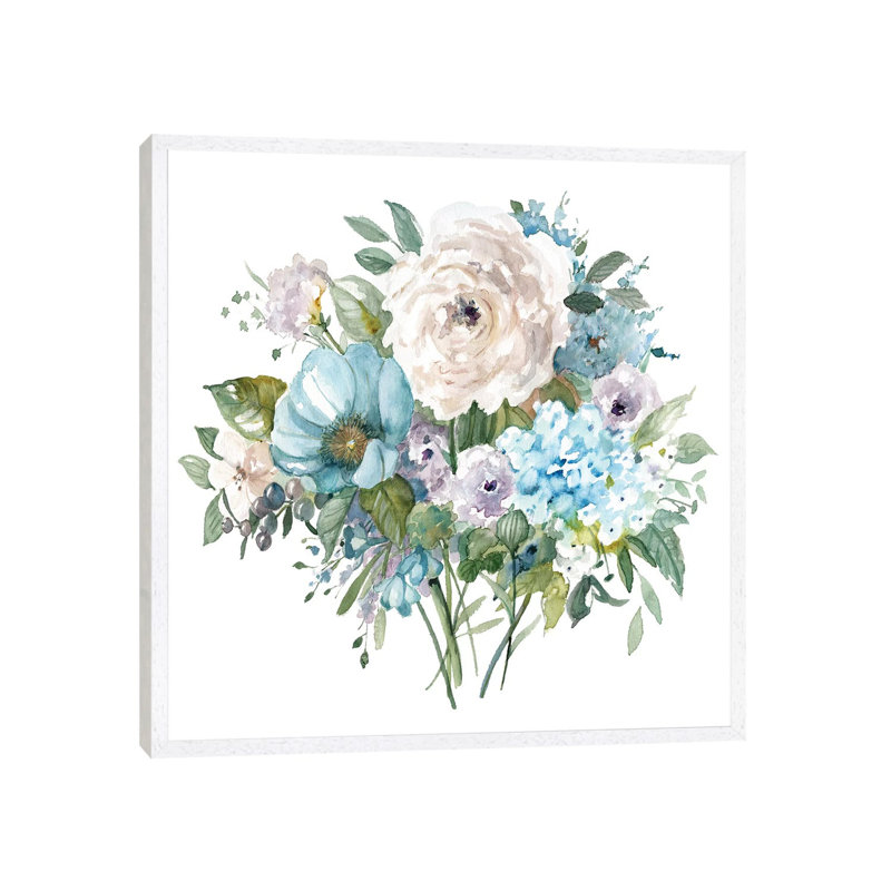 Blue And White Bouquet II by Carol Robinson - Print on Canvas, 93.98 cm H x 93.98 cm W, White Framed
