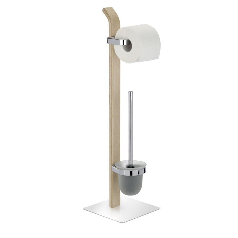 Samona Freestanding Toilet Roll and Brush Holder, Natural