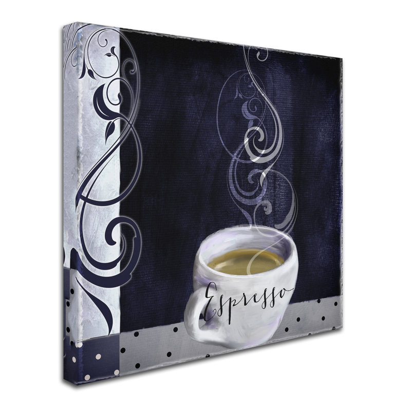 «Cafe Blue IV» par Jadaya, impression sur toile tendue, H 14 po x l 14 po x P 2 po