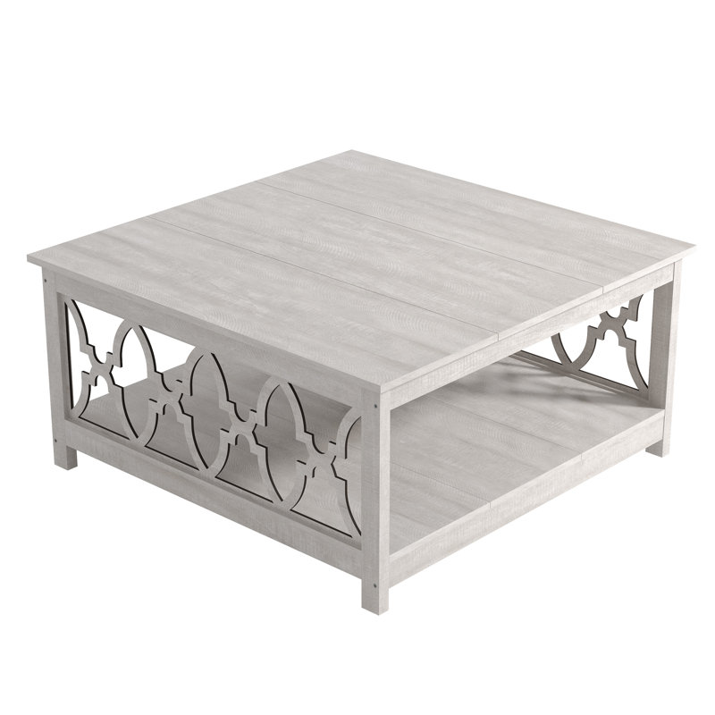 Chessani Square Coffee Table with Storage, Dusty Gray Oak